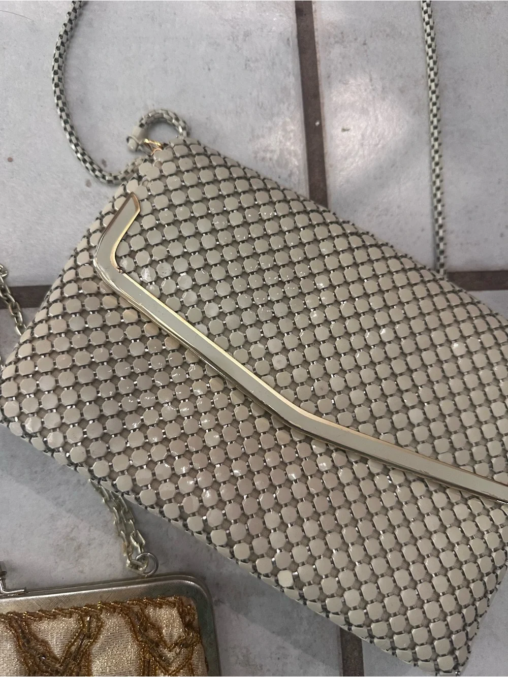 Vintage Three-Piece Women’s Evening Bag Set - Ivory, Cream, Champagne